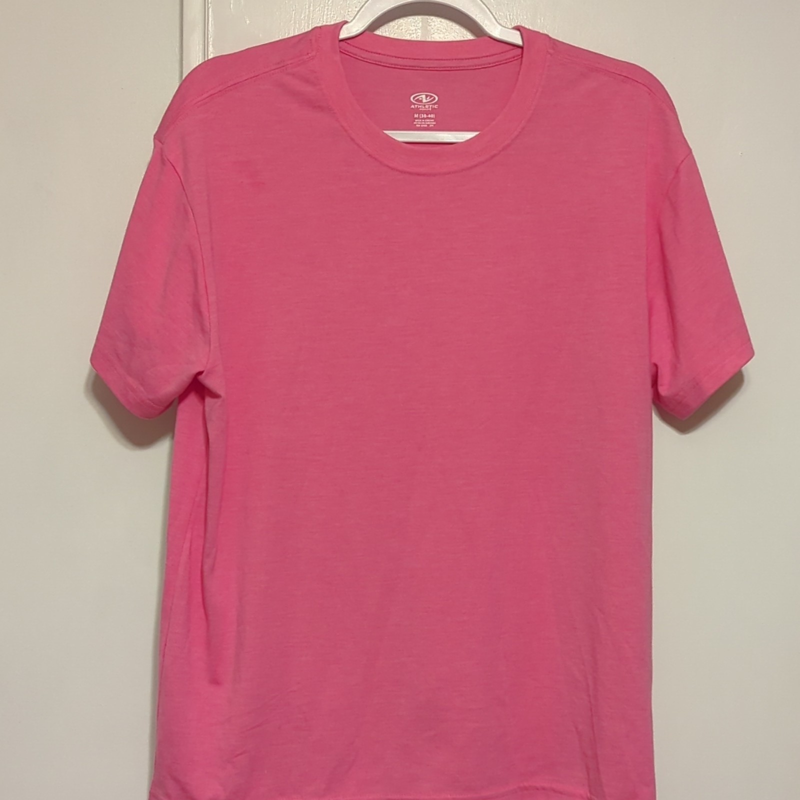 Athletic Works Pink unisex Knit Crew Neck Short Sleeve Solid T-Shirt M (38-40)