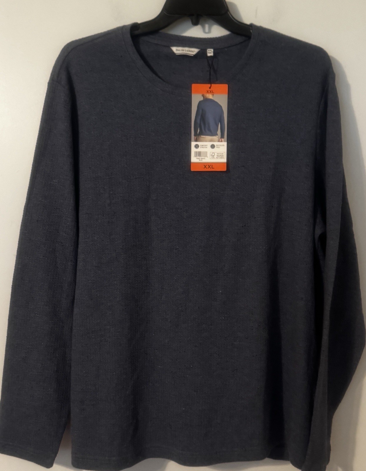 English Laundry Mens Long Sleeve Crewneck Shirt Blue Comfort Stretch 2XL