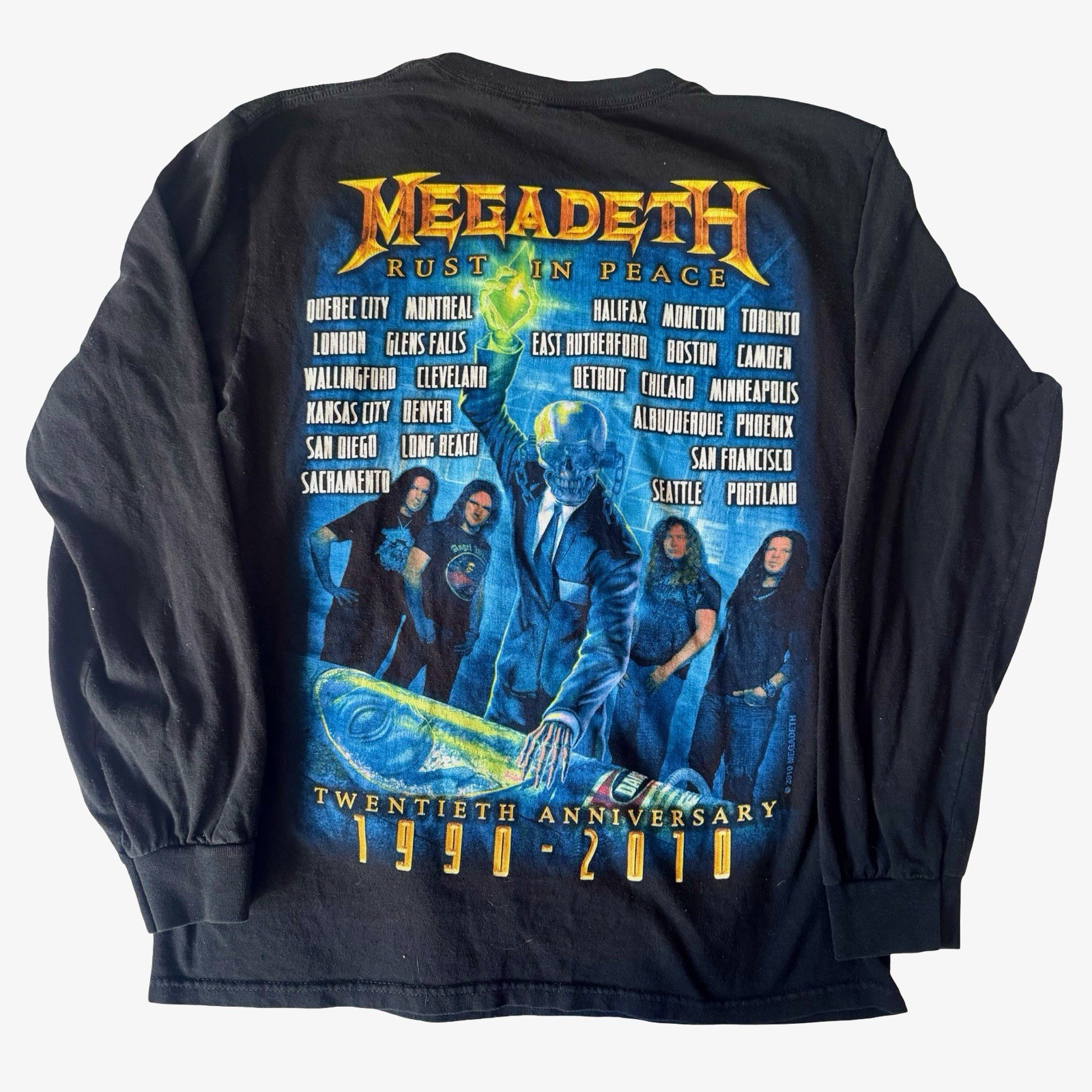 2010 MEGADETH Rust in Peace 20th Anniversary Tour Long Sleeve Shirt Mens Size M