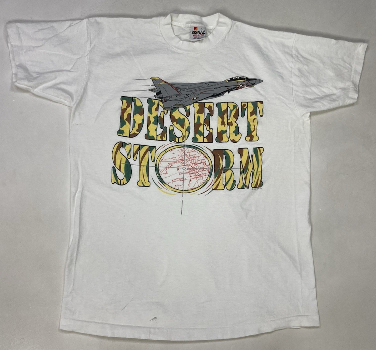 VINTAGE Desert Storm T-shirt Men Medium White USA 90s Single Stitch
