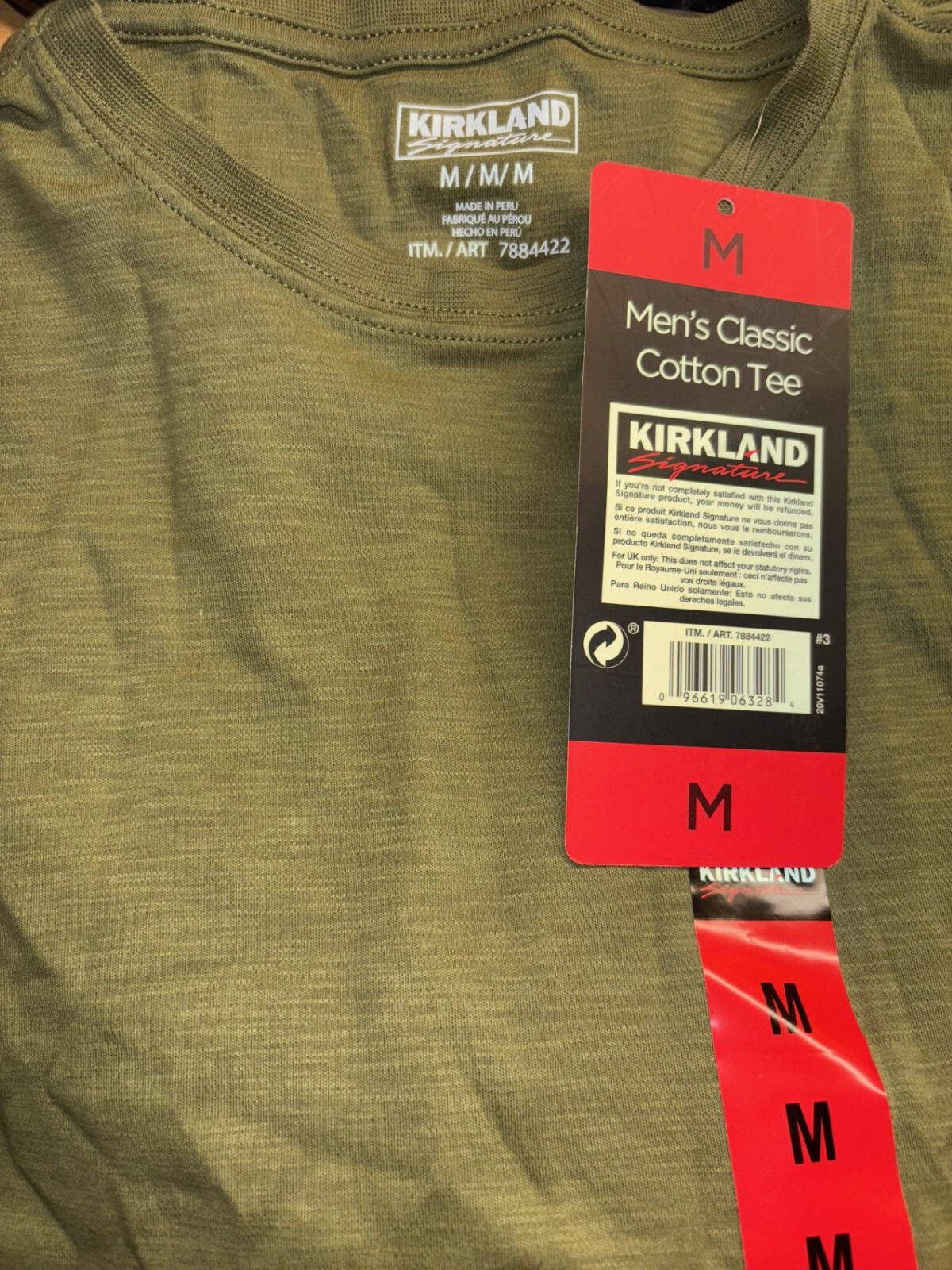 Kirkland Signature Men’s Classic Cotton Crew Neck T Shirt (Green, MEDIUM) NWOT