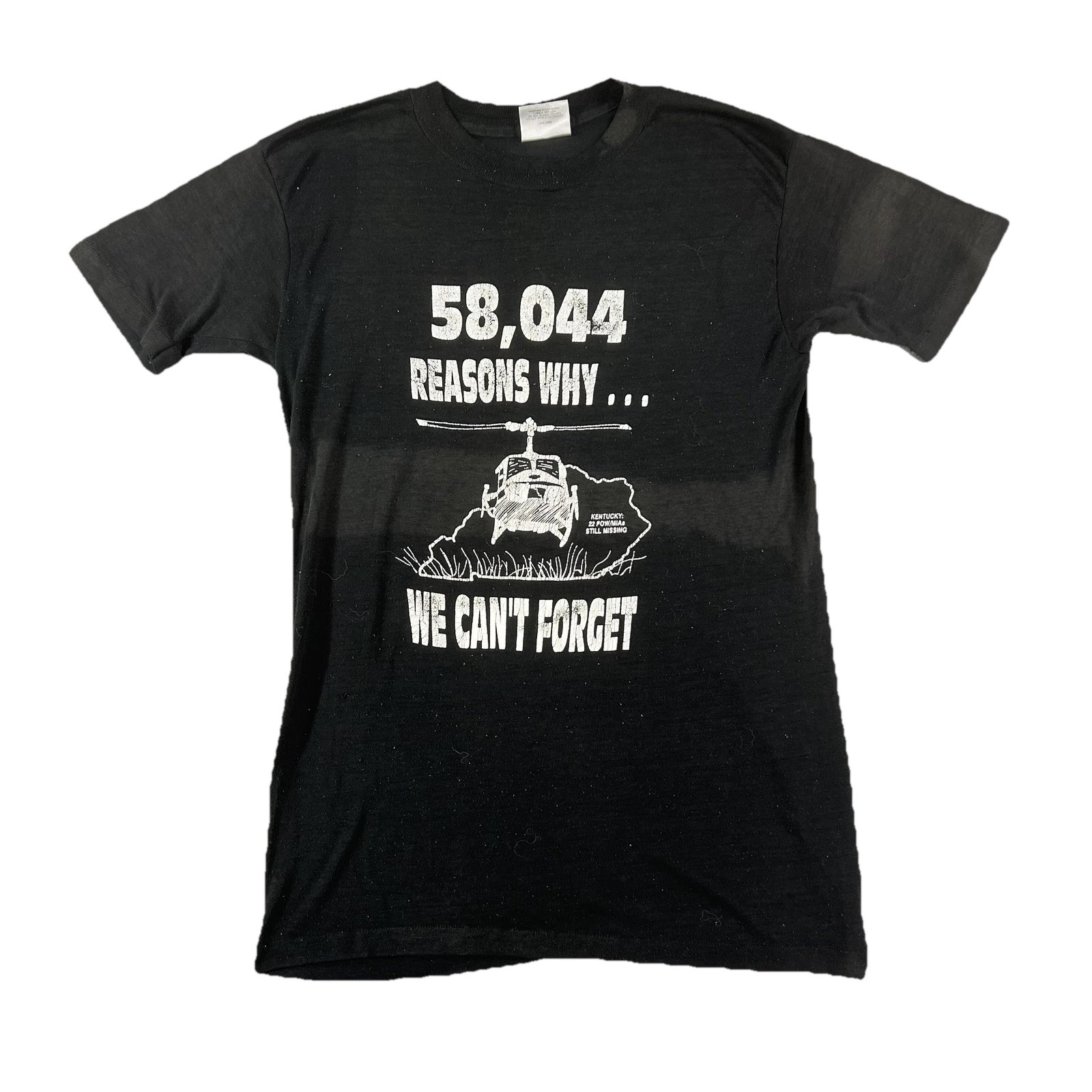Vintage Oneita Shirt Mens Medium Black POW MIA 58044 Vietnam Double Sided Tee