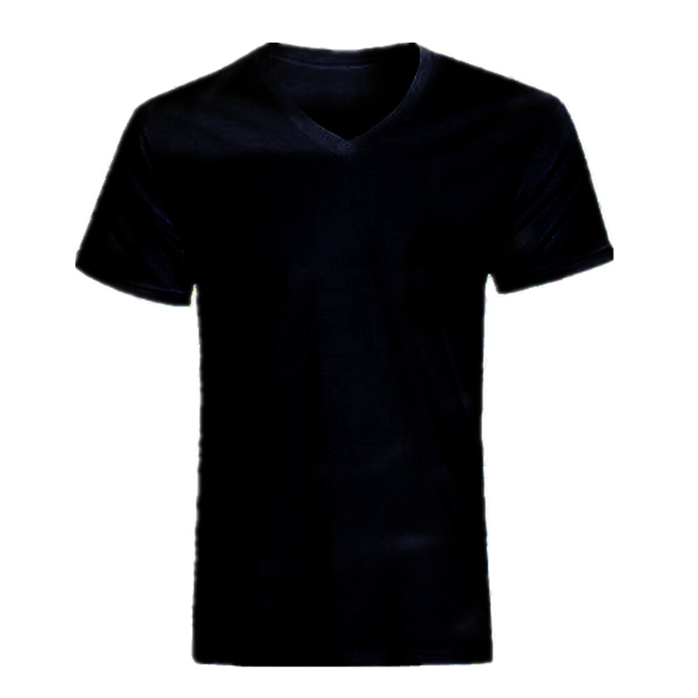 For Mens 100% Cotton Thick Casual T-Shirt Basic Tee V-Neck Black S-4XL LOT