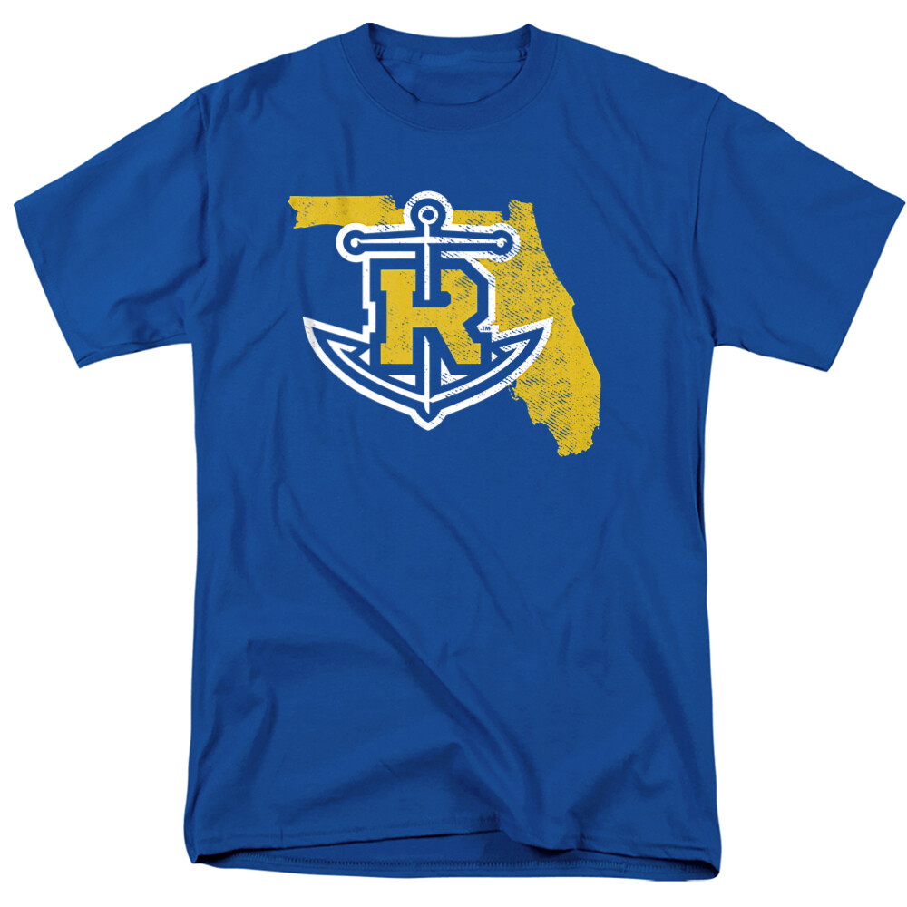 Rollins College Adult T-Shirt State Shape, Royal Blue, S-5XL