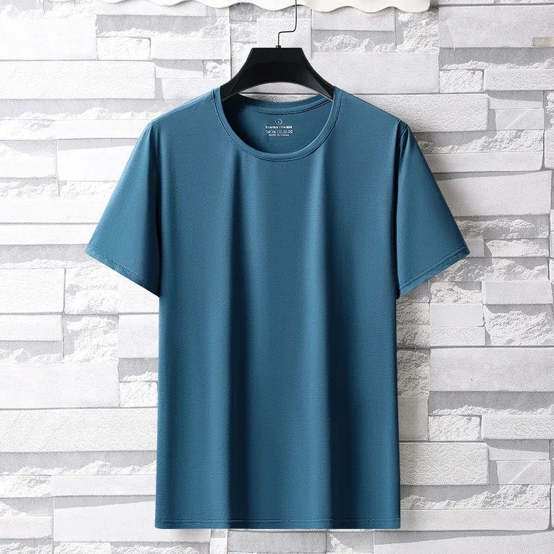 Summer New Ice Silk Men&rsquo;s High Elastic Sports Casual T-shirt Cool Breathable Swe