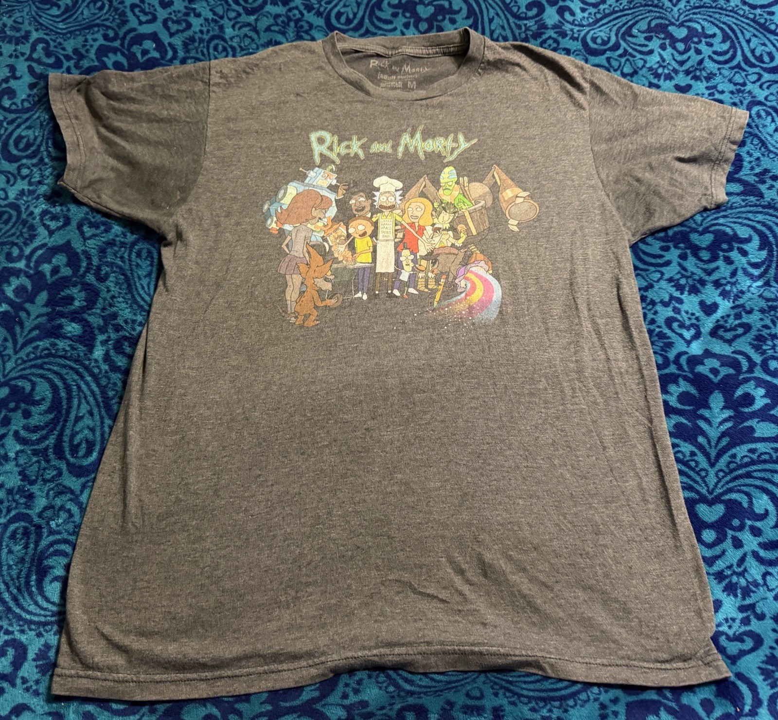 “RICK AND MORTY” (ADULT SWIM) RIPPLE JUNCTION T-SHIRT ADULT M medium GRAY S/S