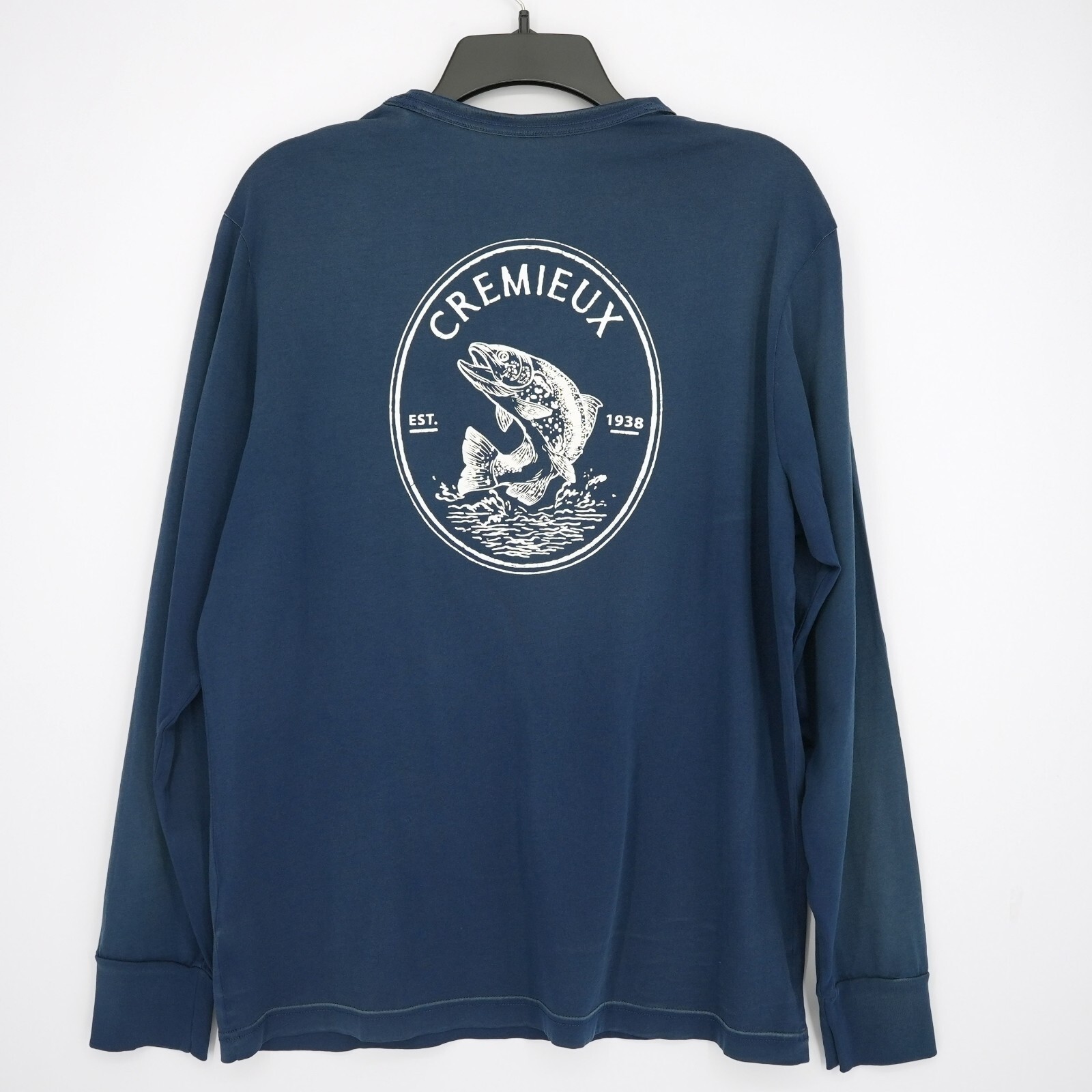 Cremieux Men&rsquo;s Long Sleeve Shirt M Blue Solid National Park Fish 100% Cotton NWT