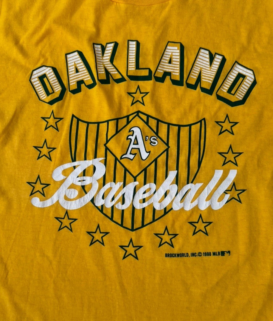 Vintage 80s Velva Sheen Mens Oakland A&rsquo;s Athletics T-Shirt Size XL Extra Large