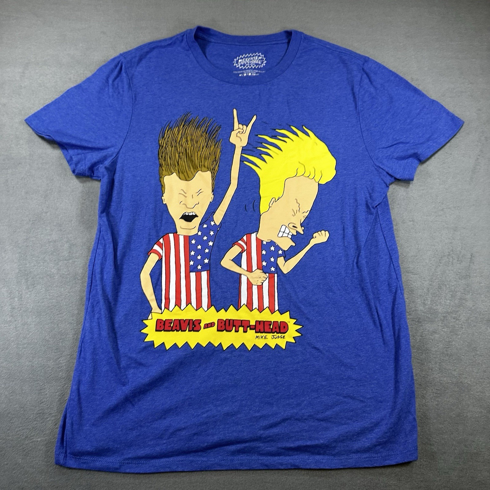 Beavis & Butt-Head MTV Flag Graphic T Shirt Blue Mad Engine Men M 90s