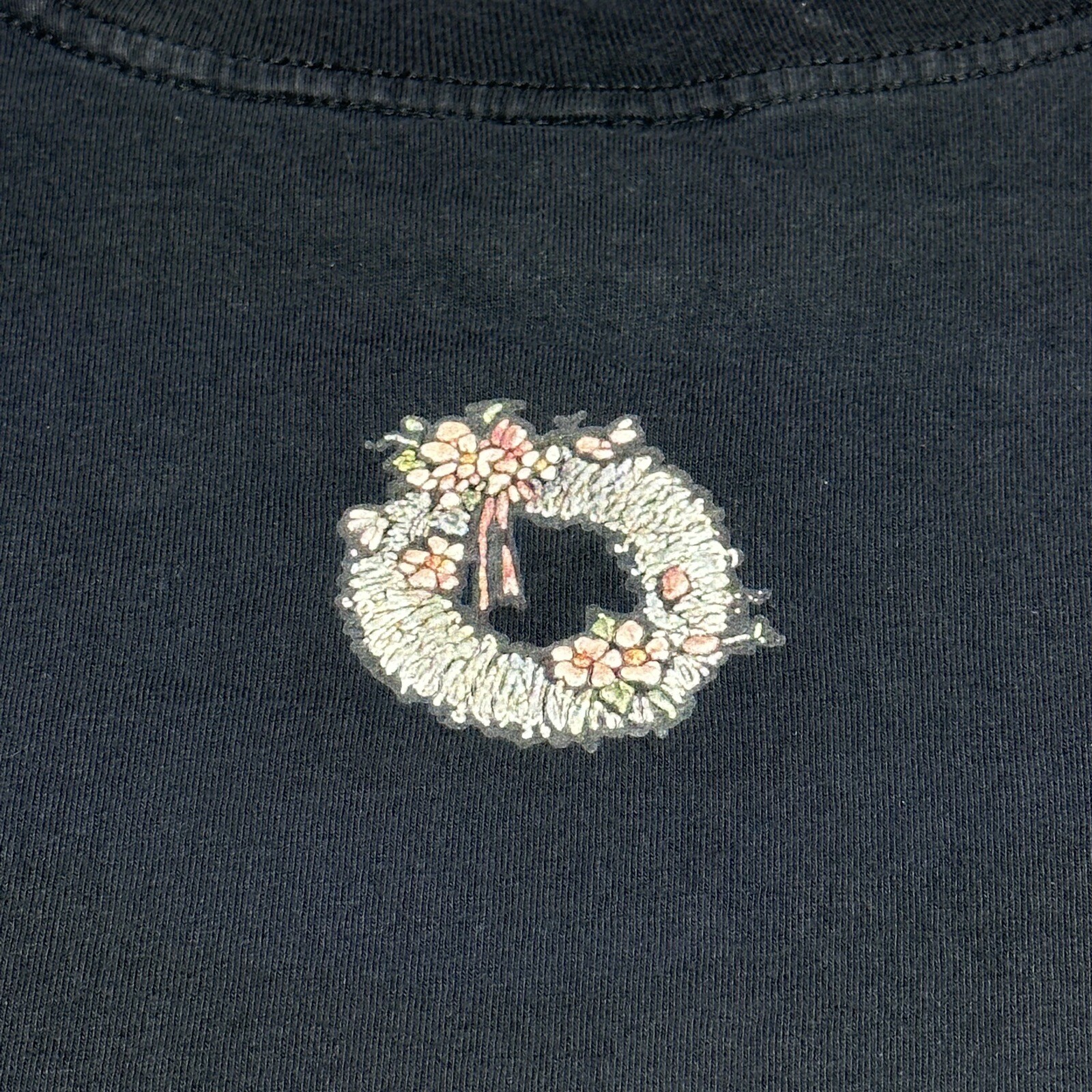 Vintage 1990s Maui Hawaii Pink Roses And Butterflies Black T-Shirt Size XL