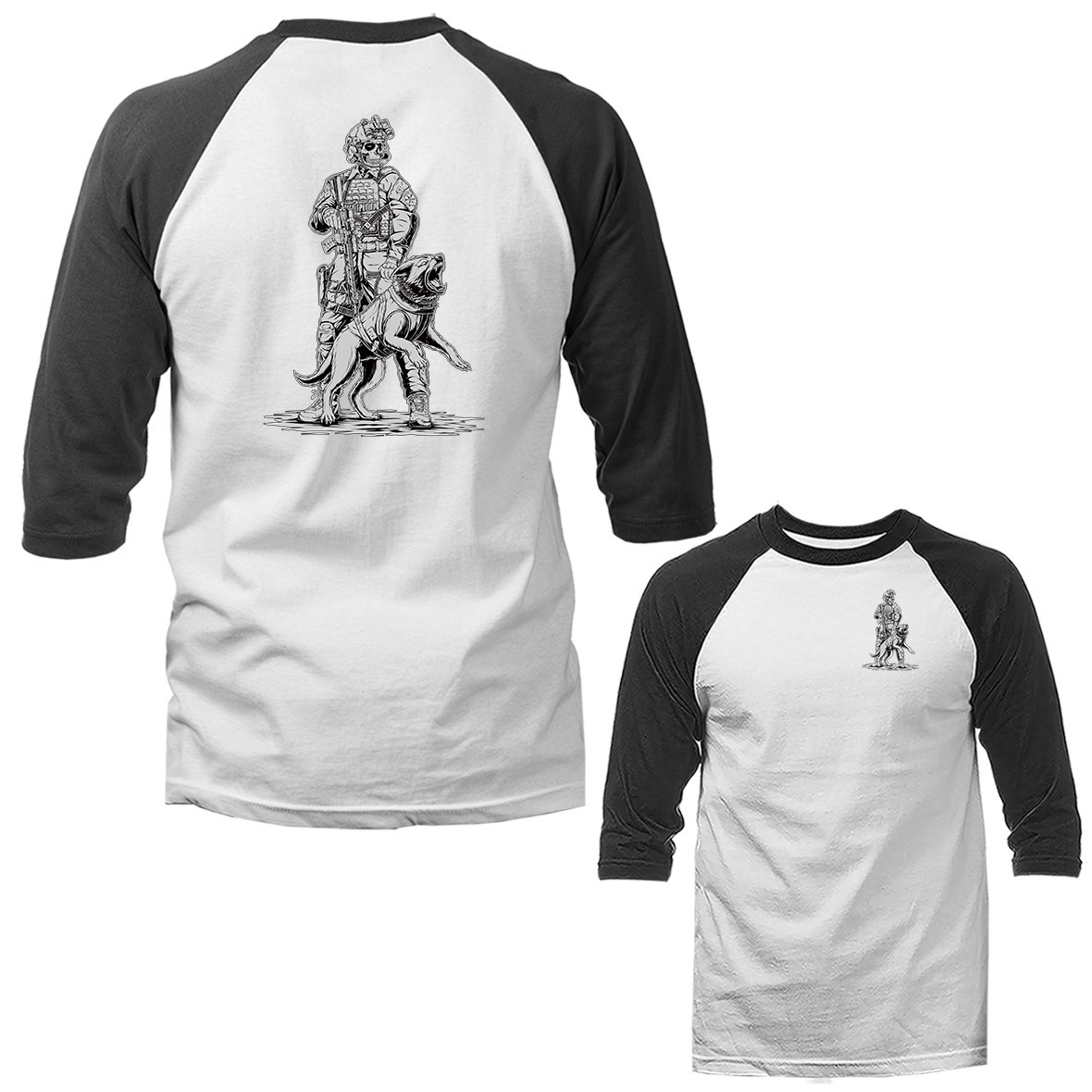 Dog & Owner 2nd Amendment Veteran Military Patriotic 3/4 Sleeve Raglan
