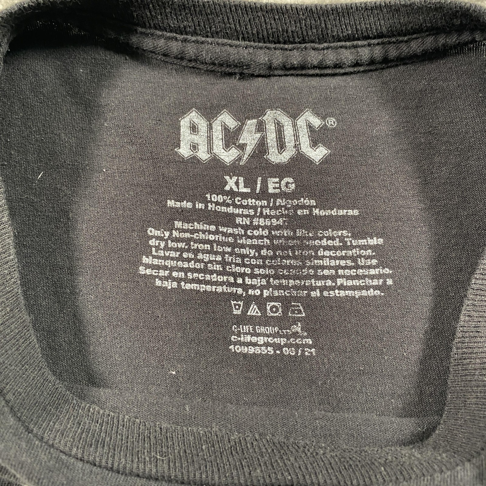 ACDC Back In Black Shirt Mens XL Black Rock Band Graphic Tee Music T-Shirt