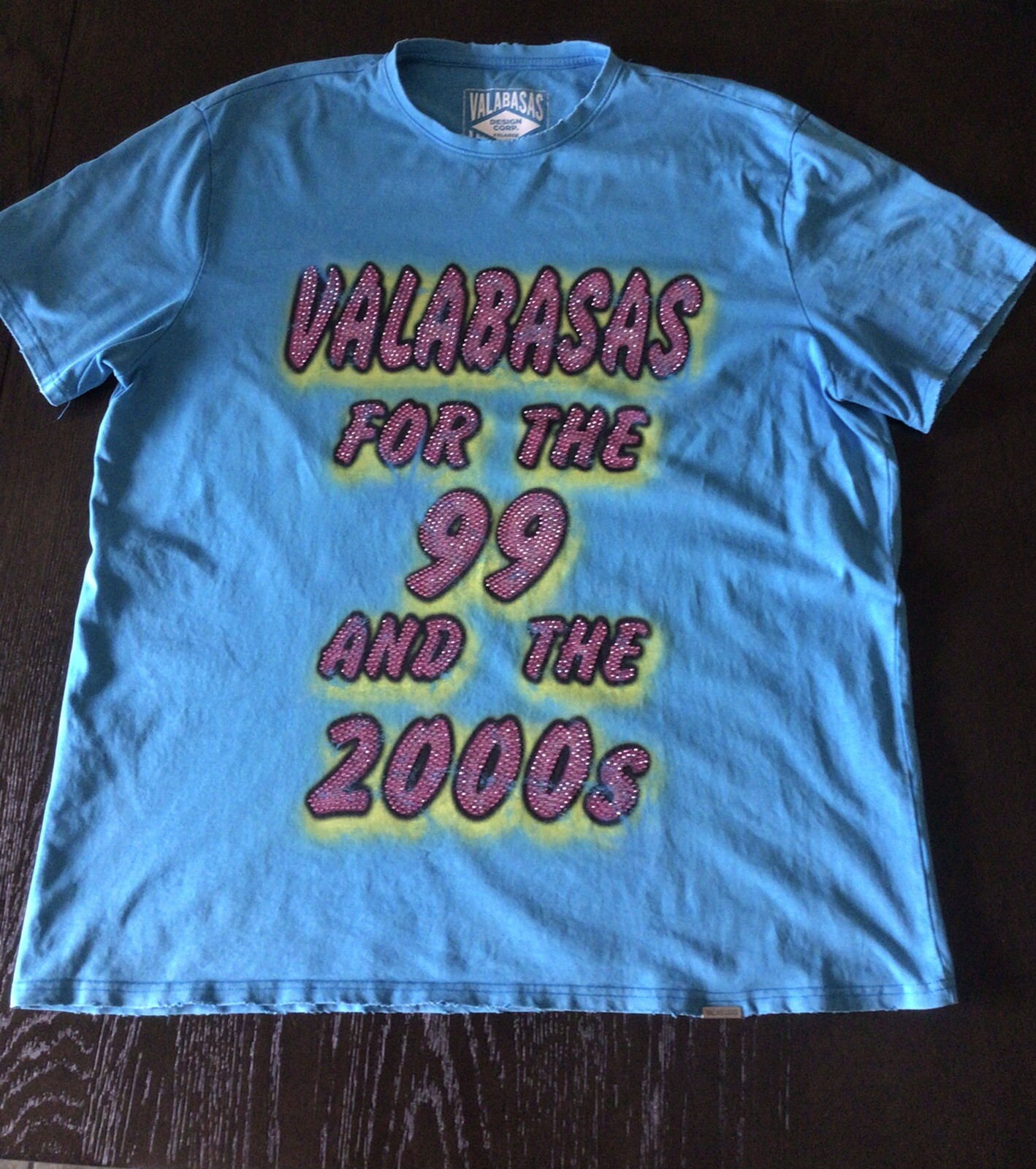 Vintage Valabasas Distressed Blue T-shirt For The 99 And 2000s Size 2XL