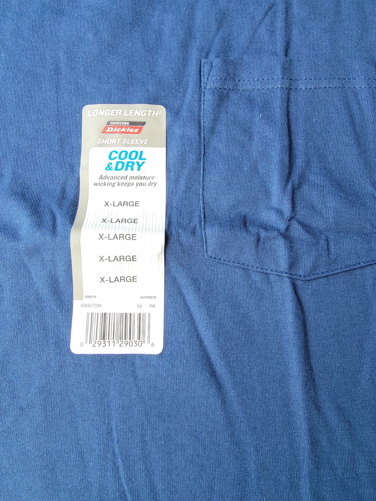 (Pack Of 2) Dickies Short Sleeve Pocket Work T/Shirts. XLarge. Blue