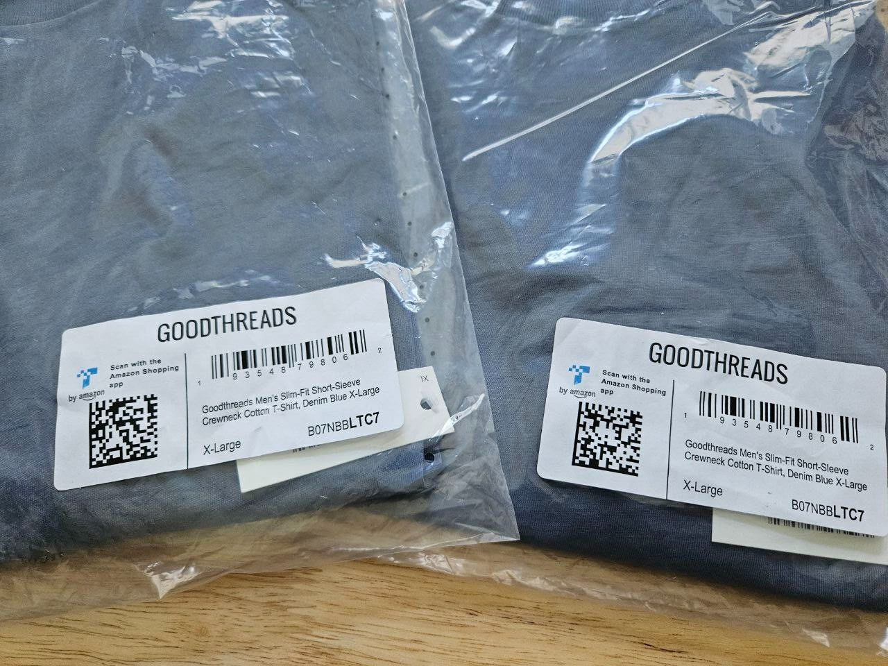 2 packs Men&rsquo;s Slim-Fit Short Sleeve 100% Cotton Crewneck T-Shirt XL Blue