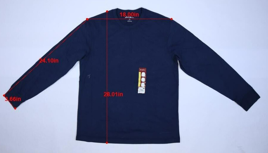 Eddie Bauer Mens Indigo Blue Long Sleeve Crew Neck Cotton Blend Tee Shirt M