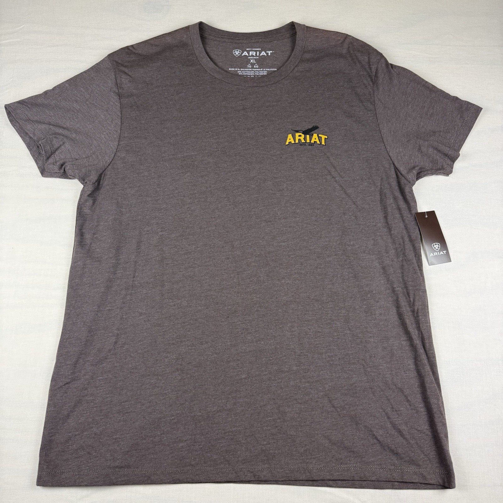 Ariat Bison Sketch Shield T-Shirt Men’s XL Brown Heather Graphic Tee NEW
