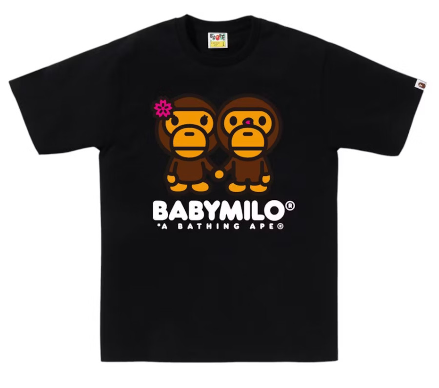 A Bathing Ape BAPE Baby Milo & Lisa Sakura Tee T-Shirt Black Size 2XL New w/tags