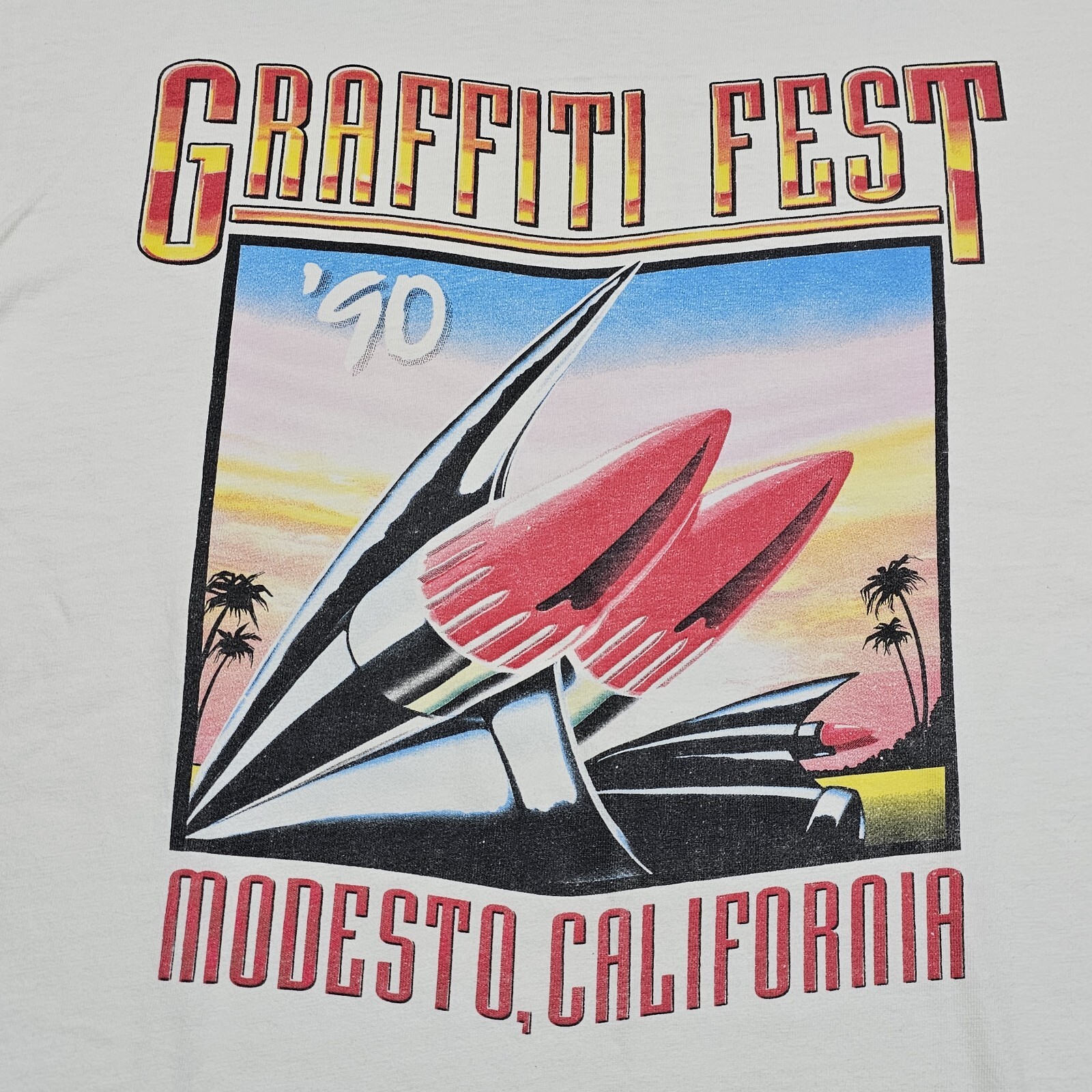 Vtg Graffiti Fest 90&rsquo;s Shirt Mens L Modesto California 1959 Cadillac El Dorado