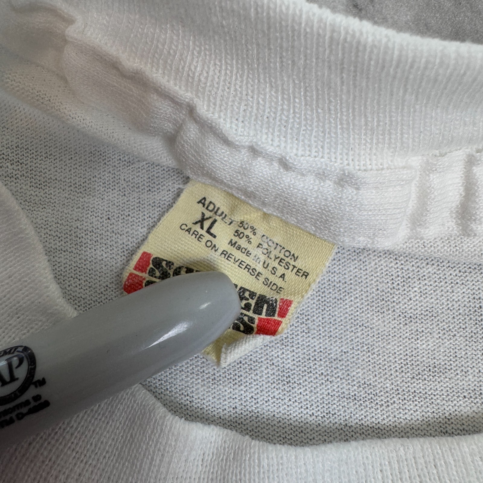 Vintage Diamond Cabaret T-Shirt Mens XL White Strip Gentlemans Club Girls 80s