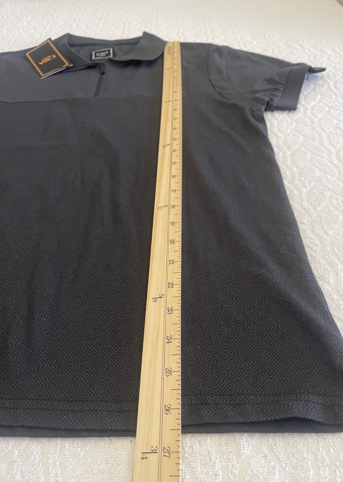 CASA MODA Couture Men&rsquo;s Zip-Front Polo Shirt Black Quarter-Zip Front Closure