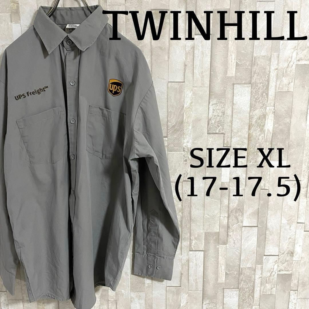 TWINHILL Gray Long Sleeve Work Shirt XL with Embroidery