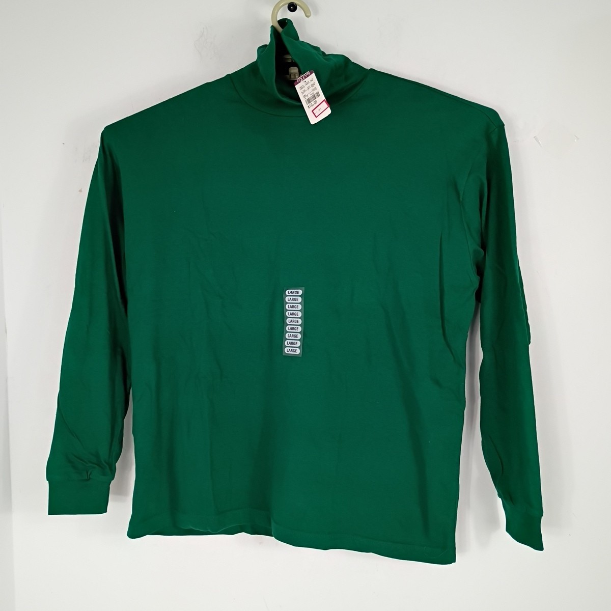 VTG 90s Bravo Green Turtle Neck Long Sleeve Cotton Shirt Mens Sz Large New