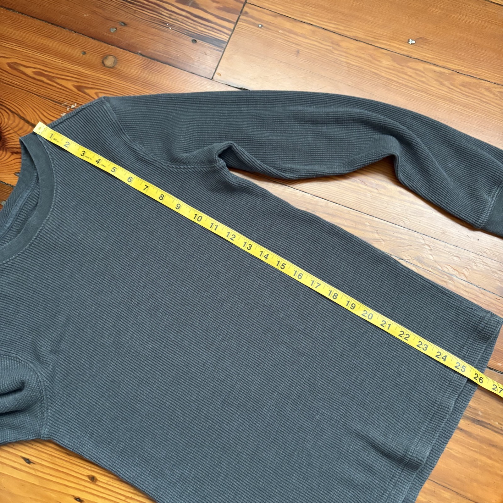 Vintage Y2K Thermal Waffle Knit Shirt Men&rsquo;s Size S Gray Grunge