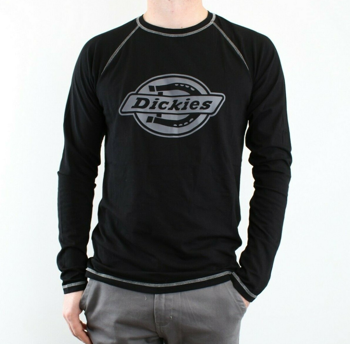 Dickies Atwood Men&rsquo;s Long Sleeve T-Shirt, Relaxed Fit, Graphic Chest Logo, Black