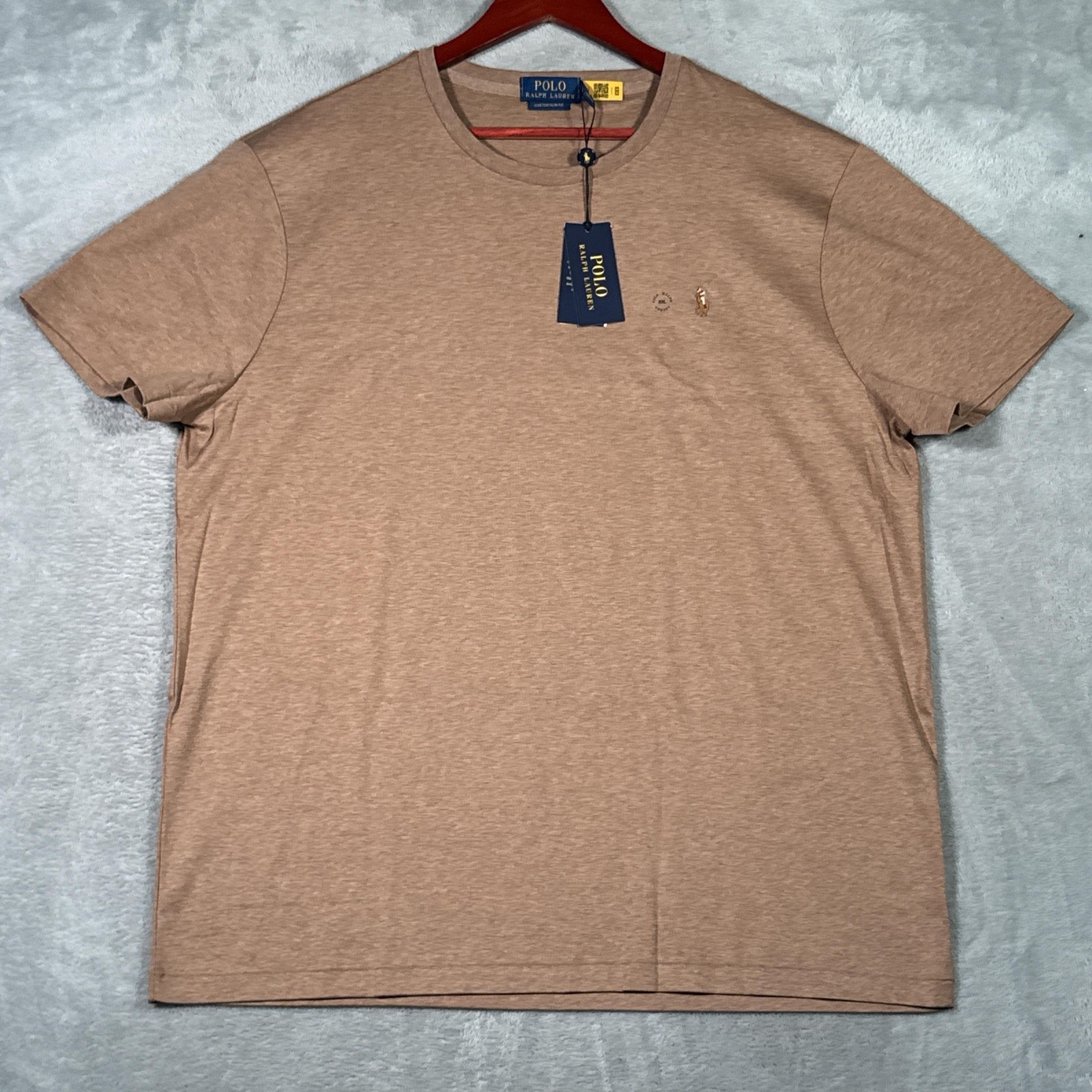 Polo Ralph Lauren Shirt Mens 2XL Brown Custom Slim Fit Polo Bear Classics Tee