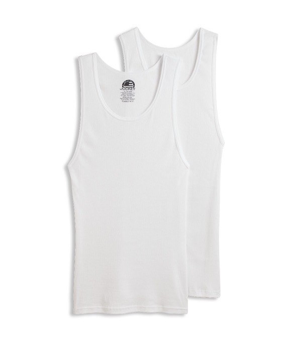 Jockey Men&rsquo;s Made in America 100% Cotton Tanks – 2 Pack – White – XXL