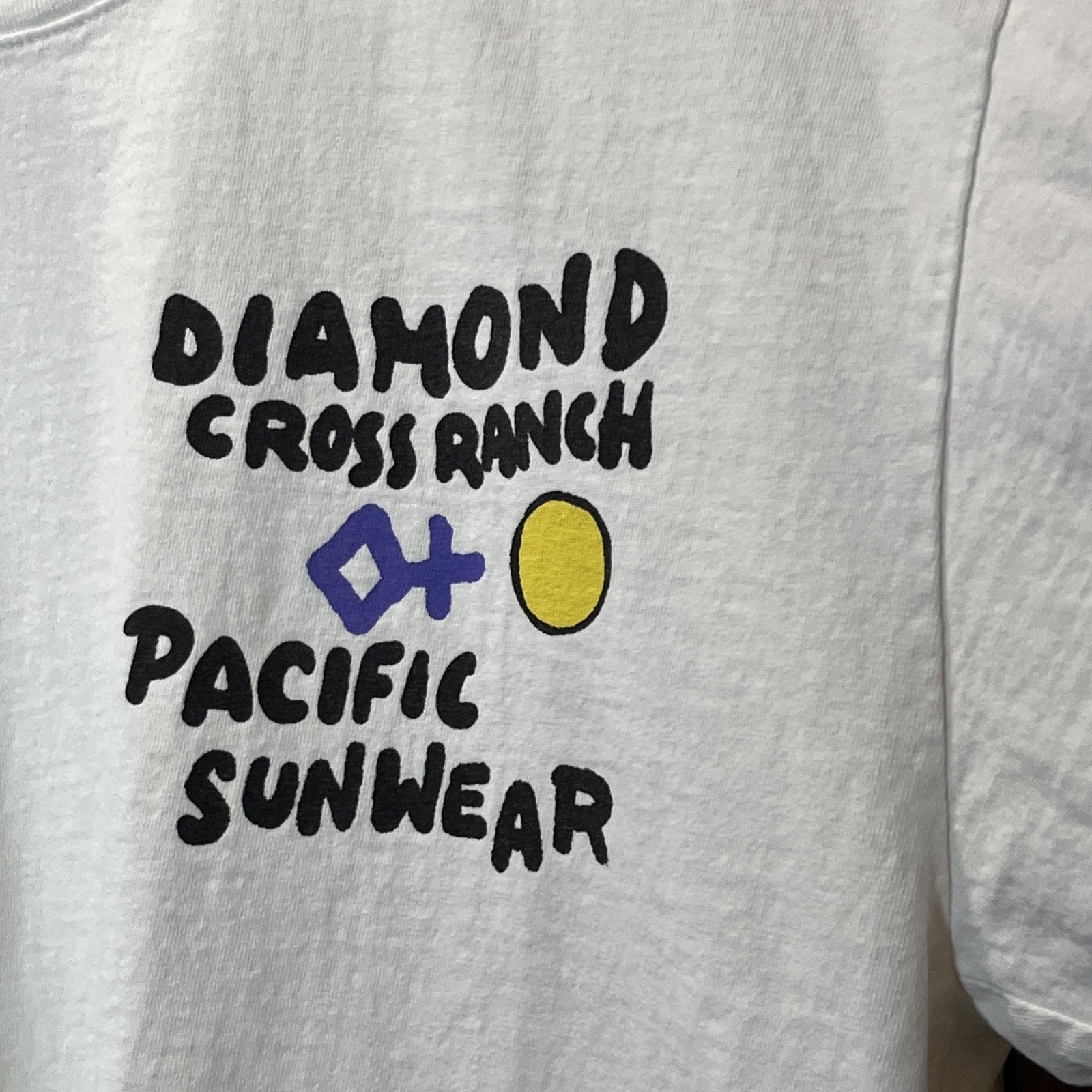 Diamond Cross Ranch White T-Shirt Tee Men&rsquo;s Size Med Jackson Hole Wyoming Cowboy