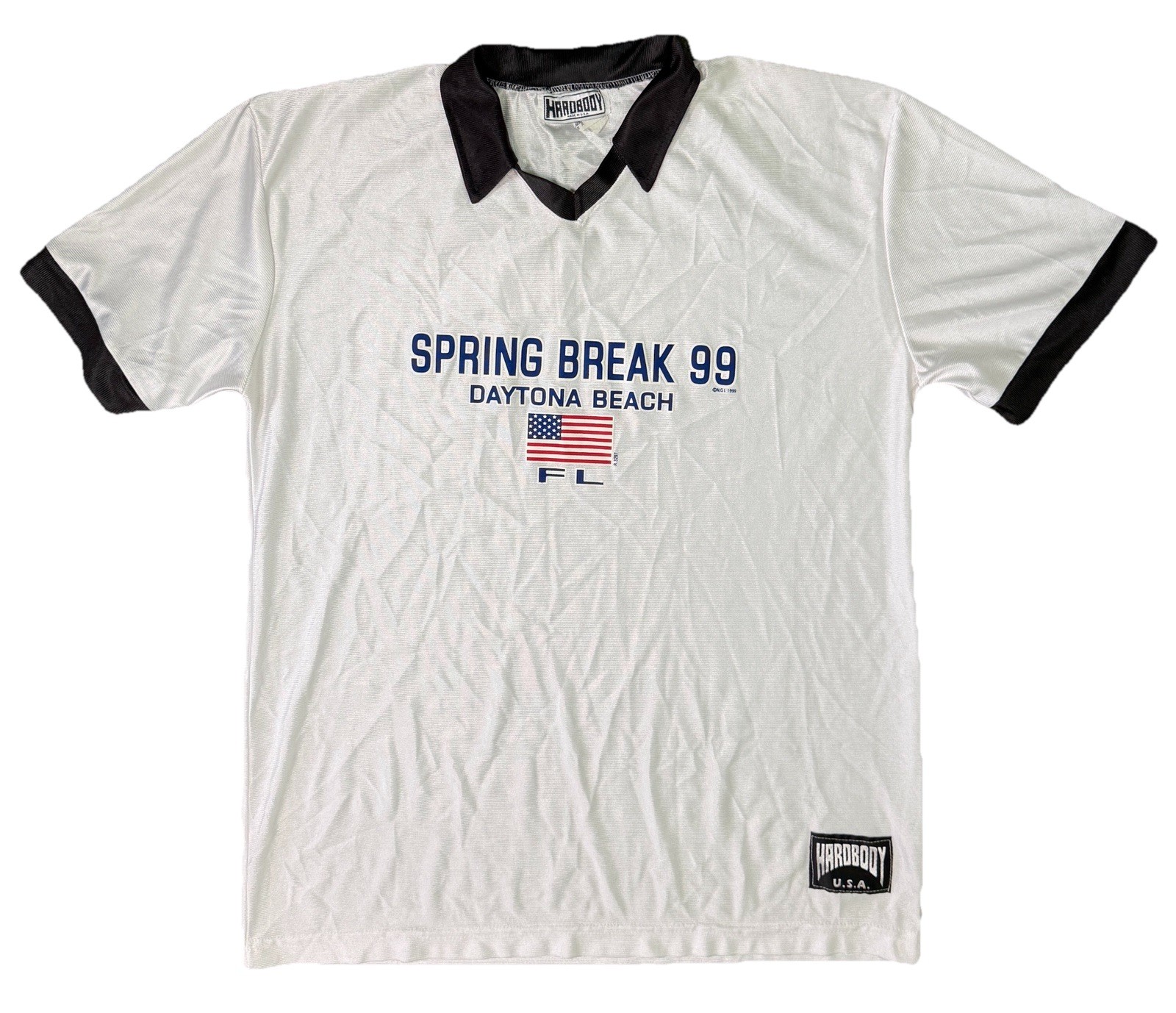 Daytona Beach Satin Feel White Shirt L/XL 1999 Spring Break Florida USA