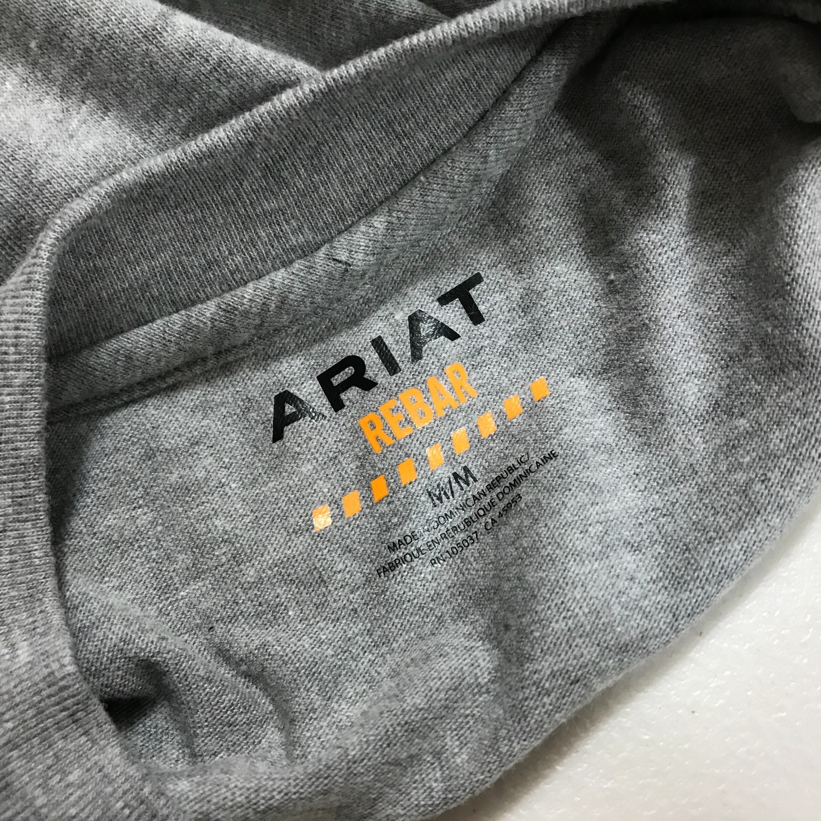 New ARIAT Men&rsquo;s Rebar Cotton Strong Graphic T-Shirt Gray Long Sleeve Size M