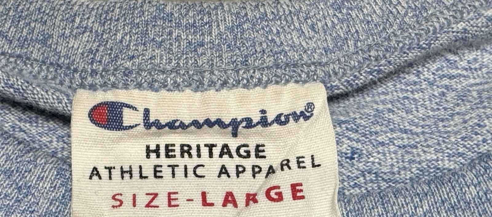 Vintage Champion Heritage Soft Fabric Logo Chest T-Shirt Blue Men’s Large