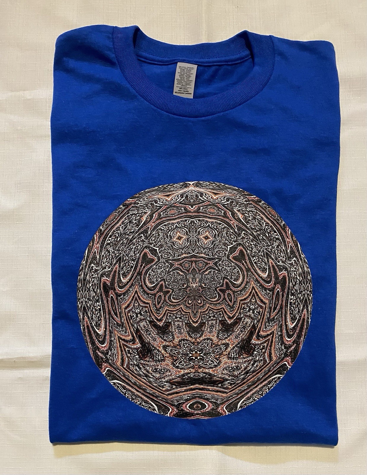 custom made t-shirt Unique art merch Design Size Medium crew neck blue color