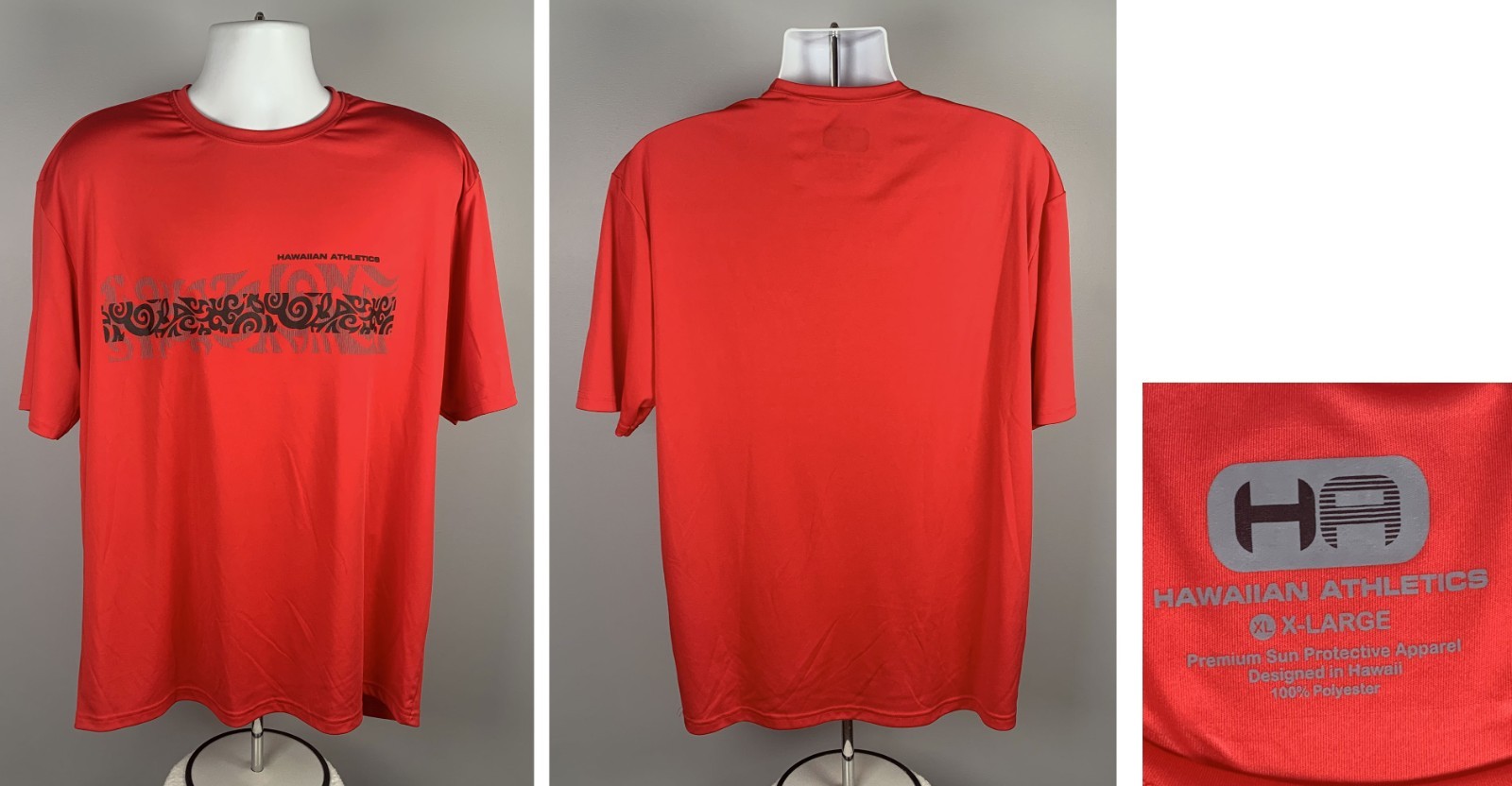 HA Athletics Sun Protective T Shirt Mens XL Red Tribal Design Polyester