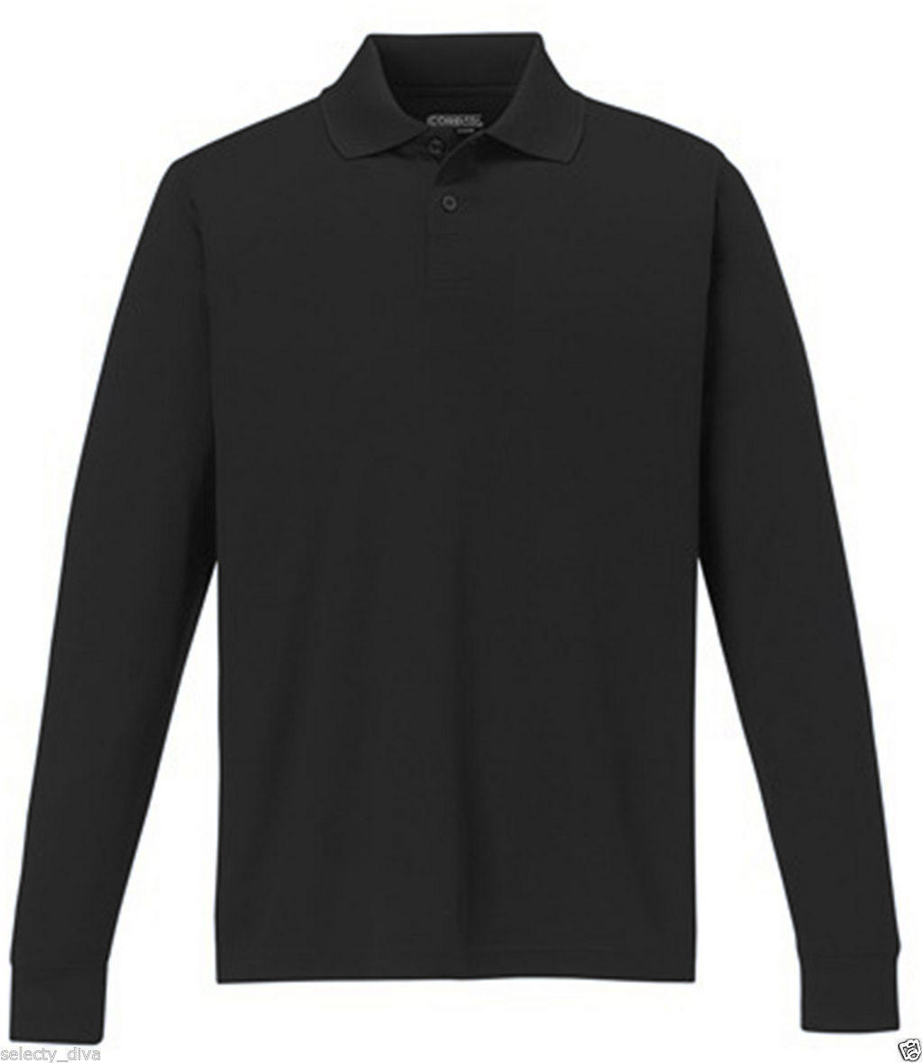 Mens Full Sleeve Polo Shirt T-shirt Fashion Top Work Wear Cotton S M L XL XXL