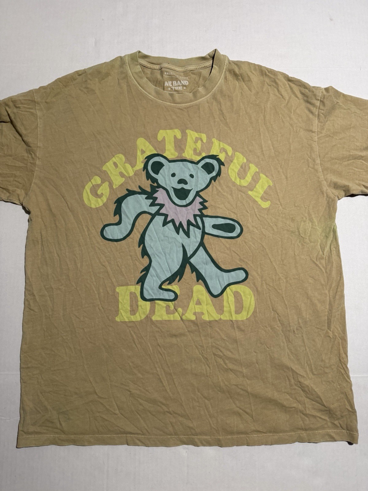 american eagle x grateful dead &lsquo;blue bear&rsquo; beige tee, men&rsquo;s medium t-shirt #1390