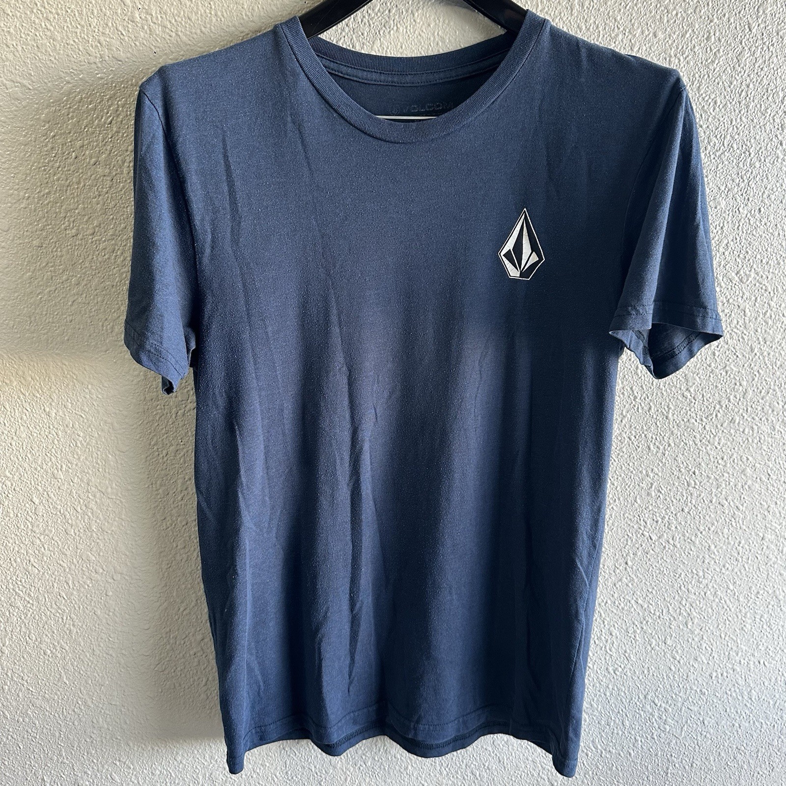 Volcom Men’s Medium Short Sleeve Graphic Tshirt Stone Logo Blue Crew Neck