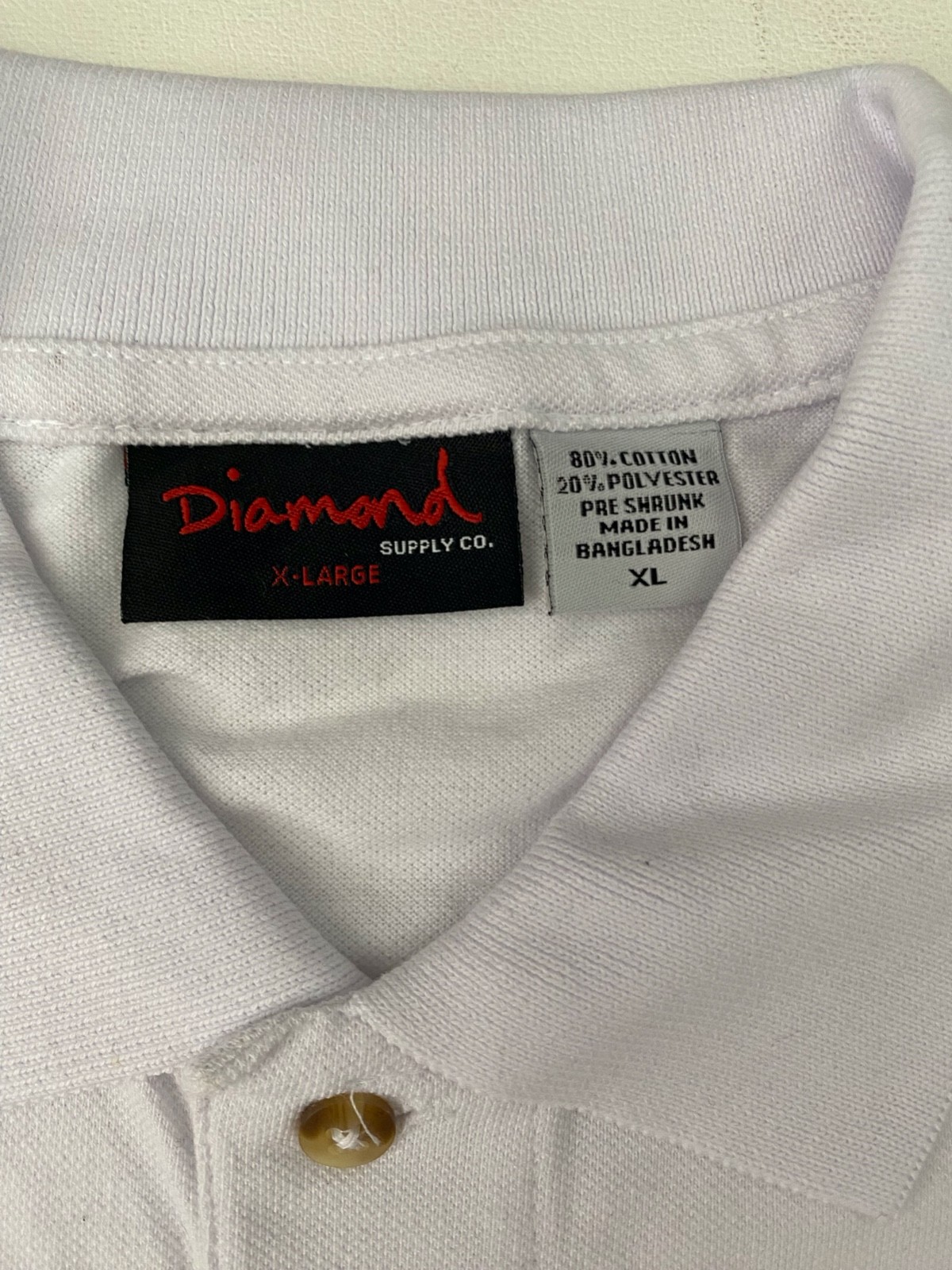 Men&rsquo;s Diamond Supply Co Logo Men Graphic White Polo T Shirt Size XL