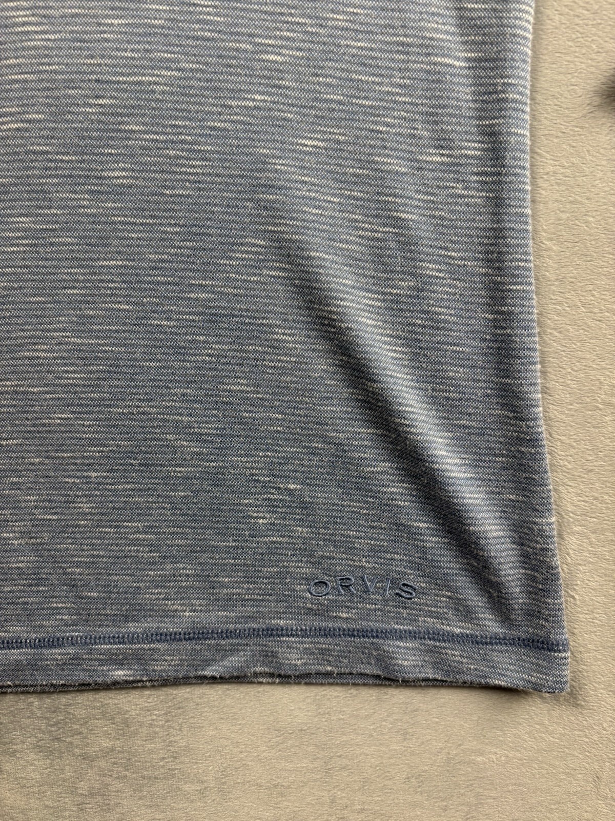 Orvis Shirt Mens Medium Blue Striped Slub Long Sleeve Casual Tee