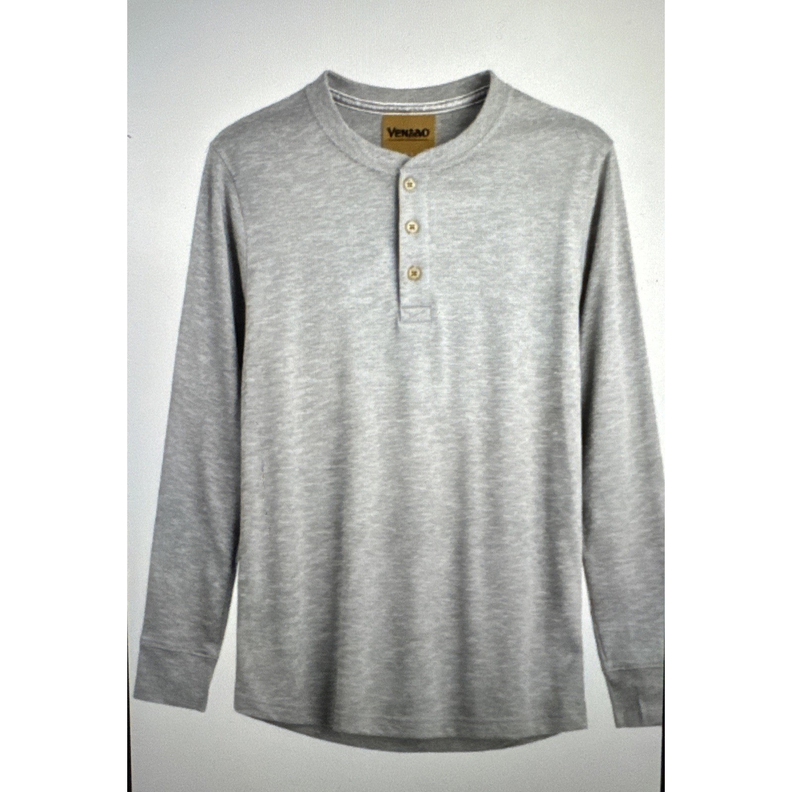 Venado Mens Gray Henley Long Sleeve Shirt Size Medium