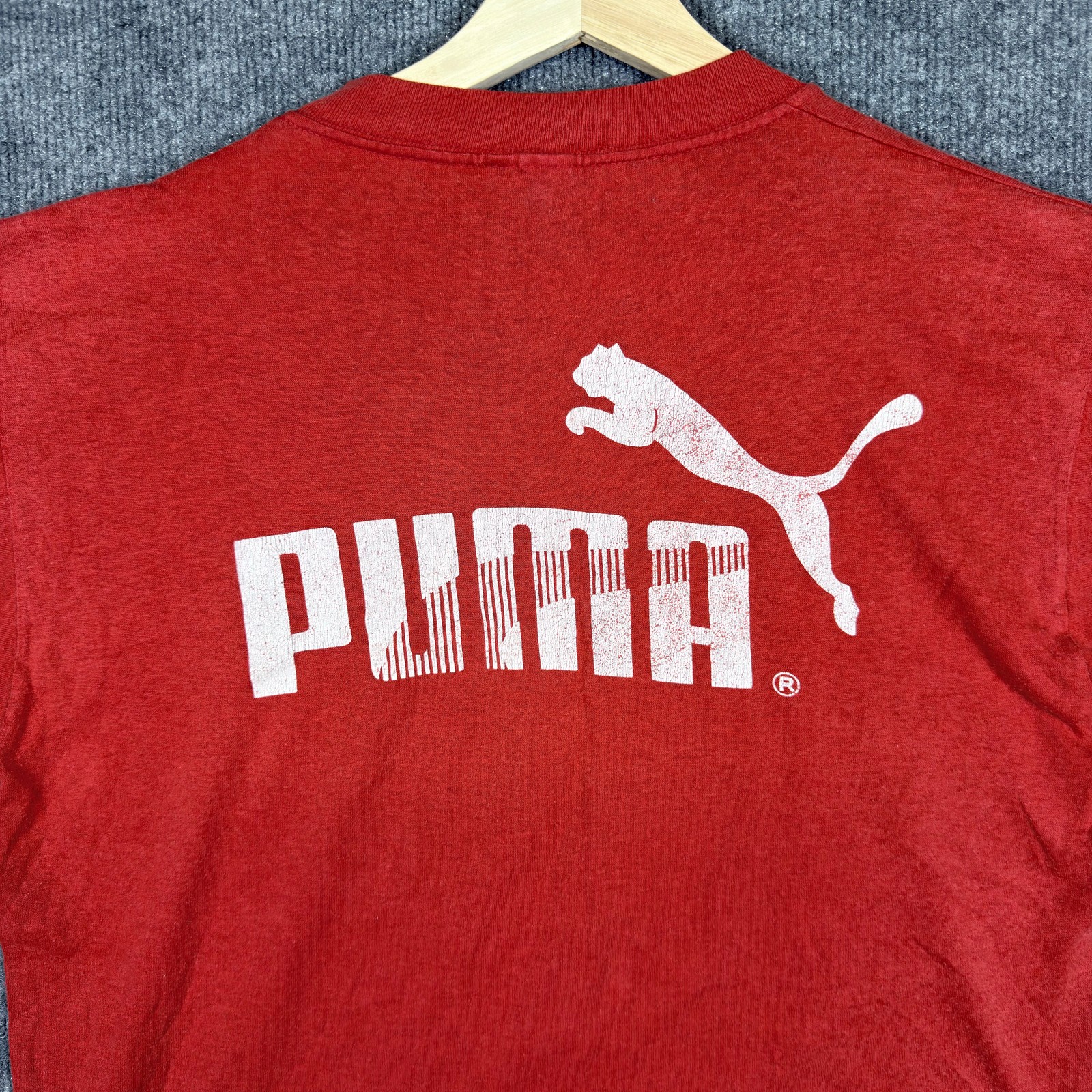 Vintage University of Hartford Puma T Shirt Mens L Red Hawks Single Stitch USA