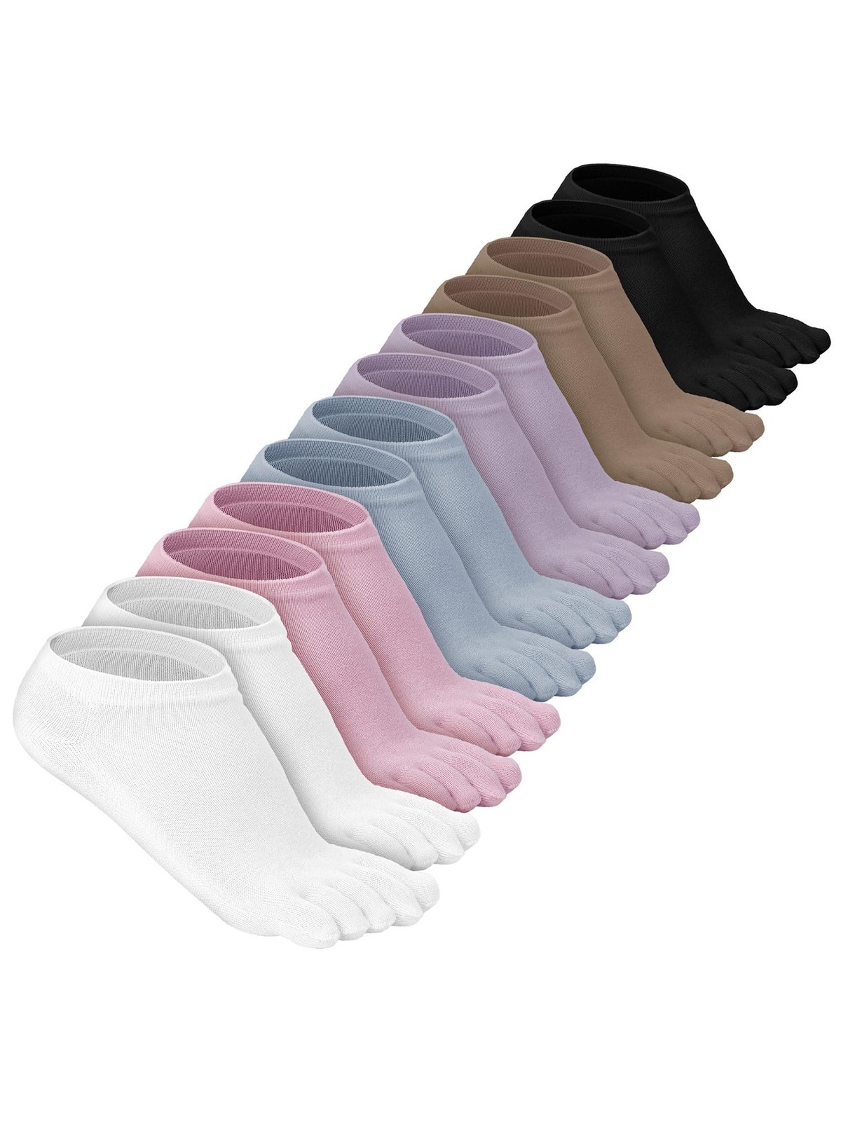 6 Pairs Unisex Cotton Toe Socks, Low Cut Ankle Five Toe Sock for Running