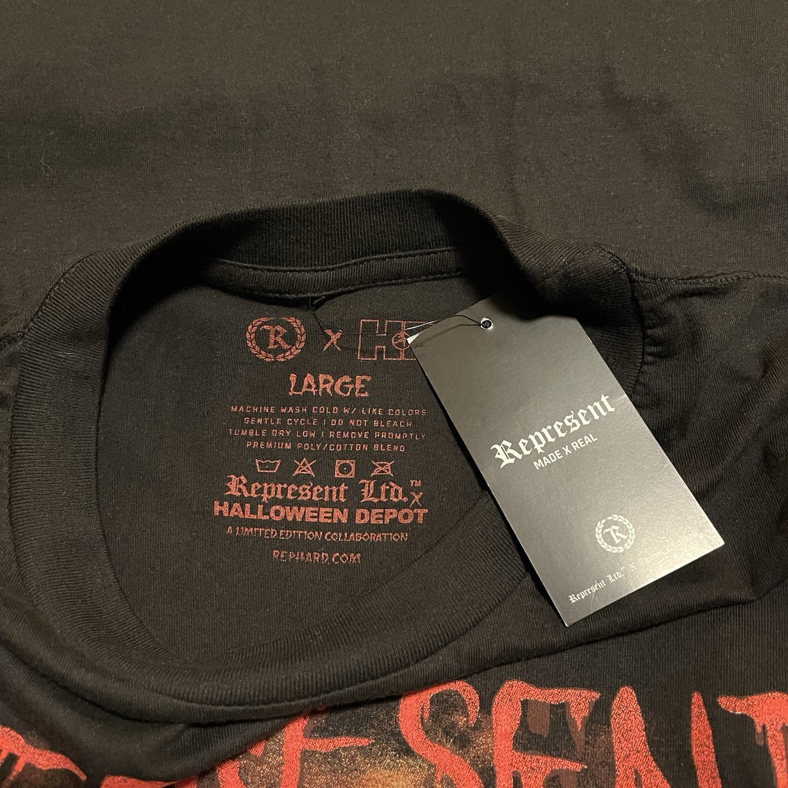 T-Shirt REPRESENT X HALLOWEEN DEPOT COLLAB SIGNATURE Black Horror NWT Clown
