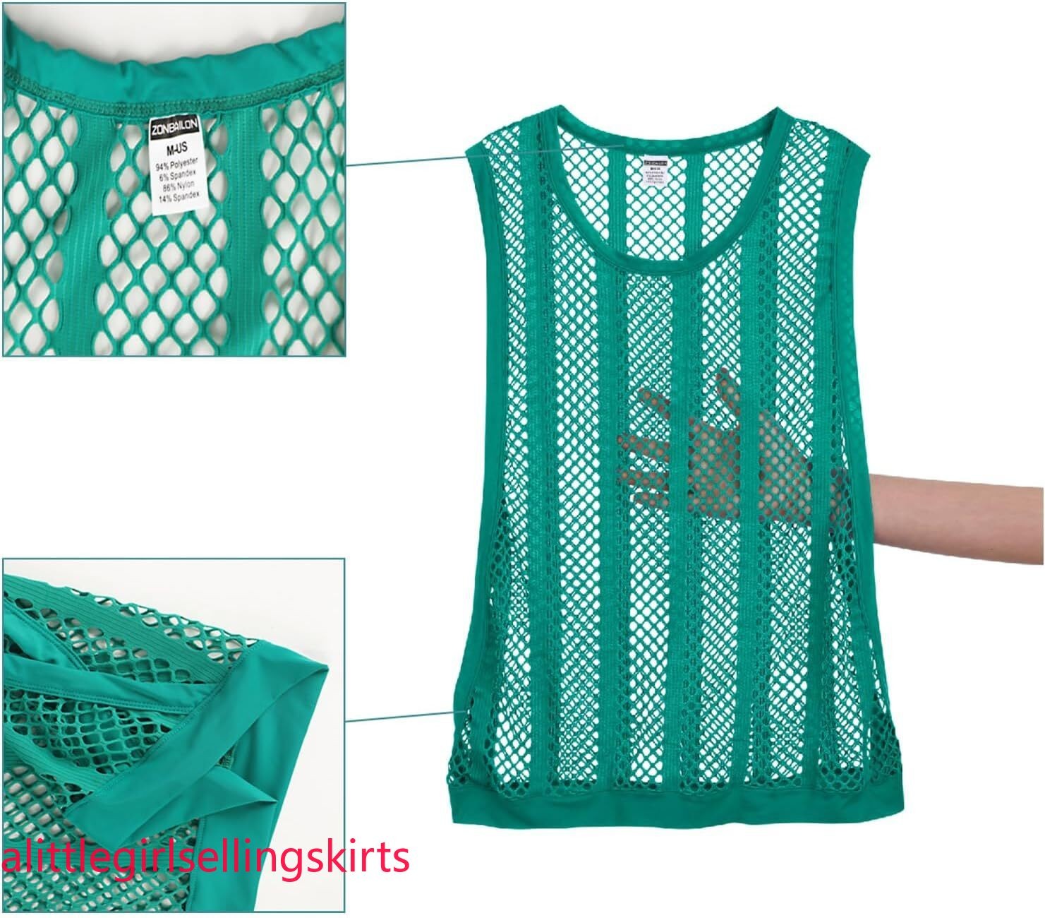 Men&rsquo;s Mesh Tank Tops Fishnet Striped Top Sleeveless See Thru Muscle Undershirts