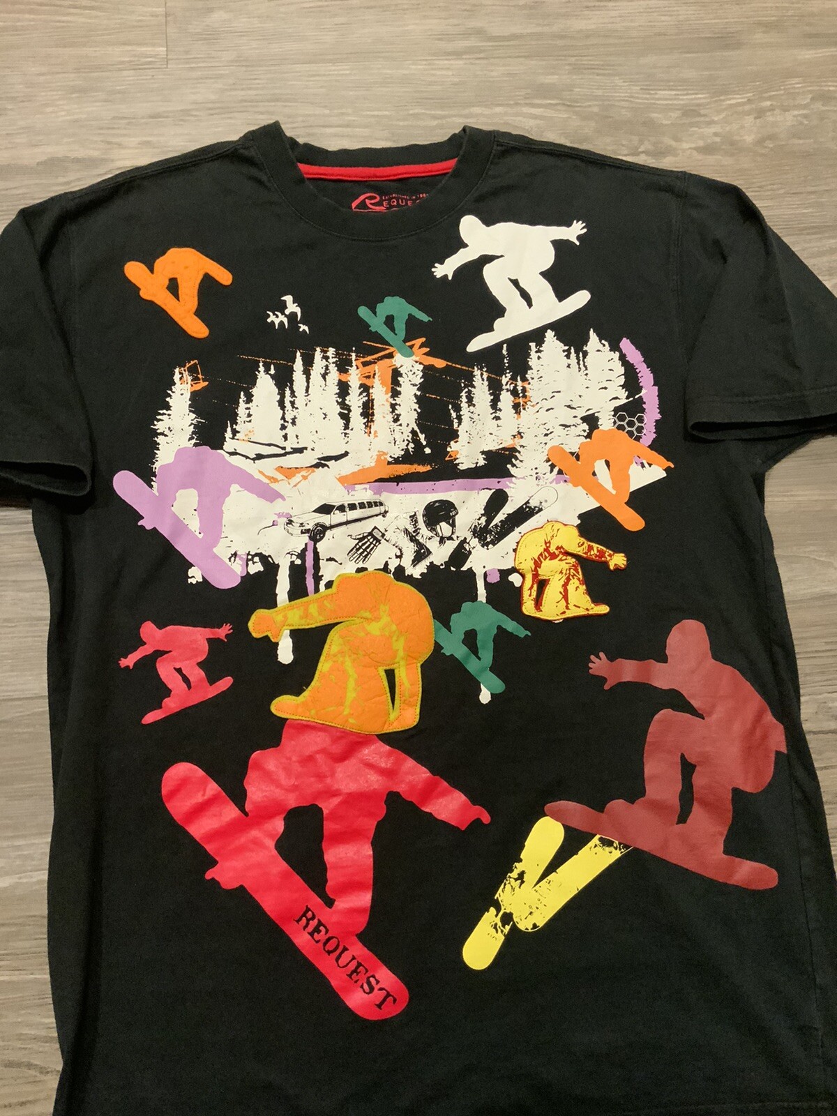 Vintage Y2K Request Snowboard Winter Freestyle Snow 3D Logo T-Shirt Sz. XL