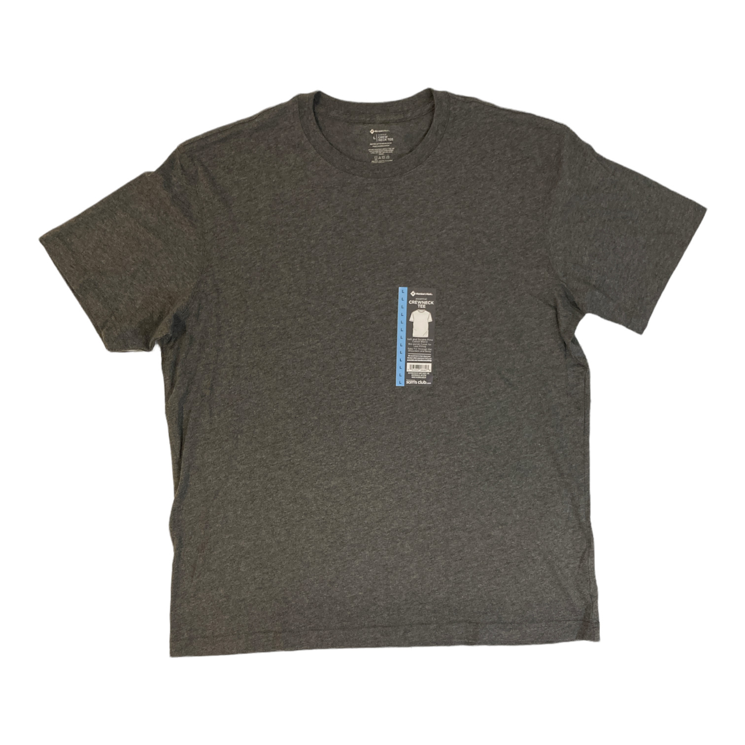 NWT Men&rsquo;s Charcoal Grey Heather MEMBERS MARK Essential Crewneck Tee Size Large
