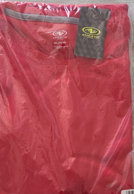 ATHLETIC WORKS Mens T-Shirt SIZE 3XL (54-56) DriWorks Short Sleeve Red